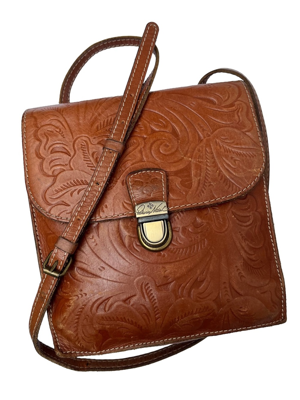 Patricia Nash Tooled Leather Organizer Crossbody Bag